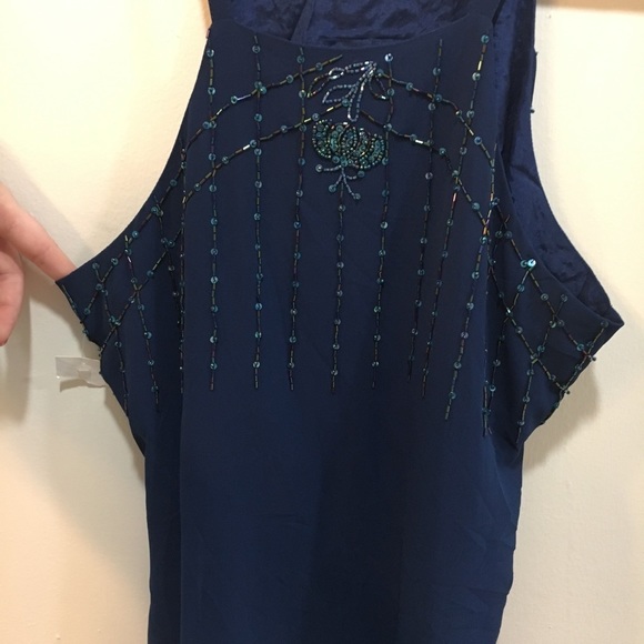 NFC 721 Blue Hand Embellished Tunic Tank - Picture 5 of 7
